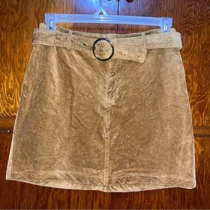 Love Tree sz L Brown Corduroy A-line Mini Skirt with Matching Belt